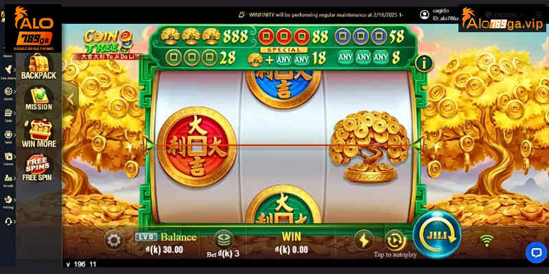 Game slot ALO789 với Coin Tree hấp dẫn với nhiều biểu tượng may mắn