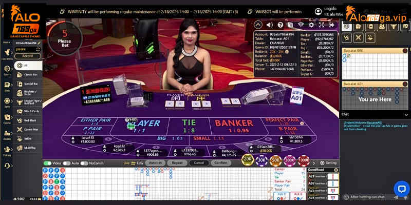 Cược thủ đặt cược và bắt đầu trải nghiệm game casino ALO789